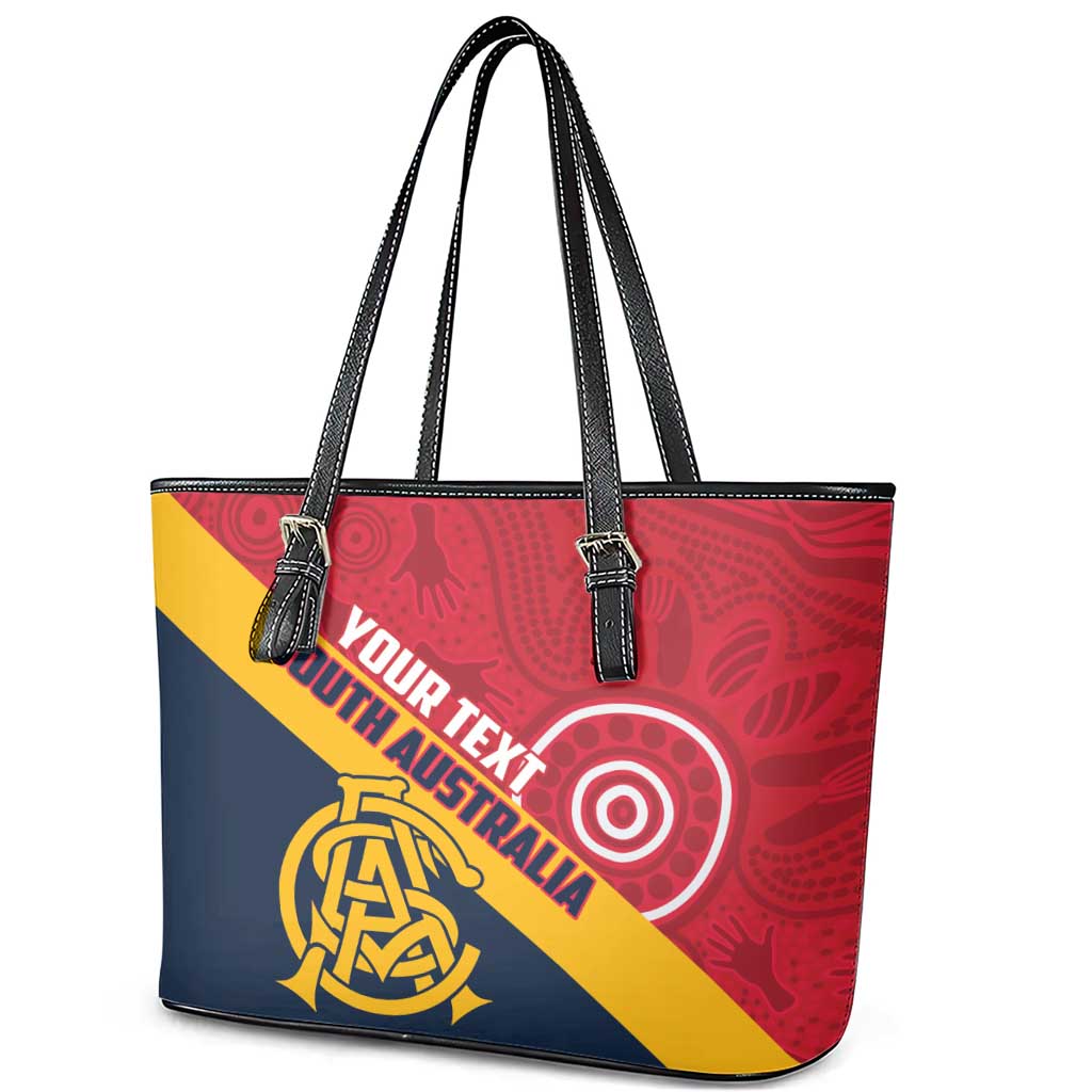 Custom South Australia Cricket Leather Tote Bag Go Champions - Aboriginal Art