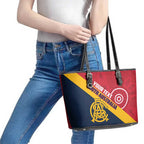 Custom South Australia Cricket Leather Tote Bag Go Champions - Aboriginal Art