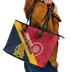 Custom South Australia Cricket Leather Tote Bag Go Champions - Aboriginal Art
