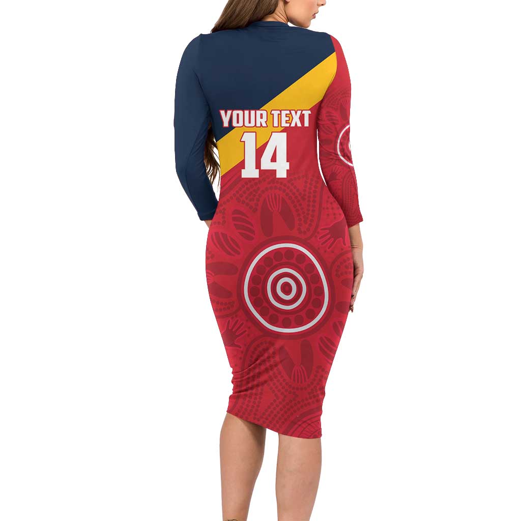 Custom South Australia Cricket Long Sleeve Bodycon Dress Go Champions - Aboriginal Art