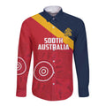 Custom South Australia Cricket Long Sleeve Button Shirt Go Champions - Aboriginal Art