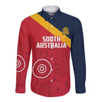 Custom South Australia Cricket Long Sleeve Button Shirt Go Champions - Aboriginal Art