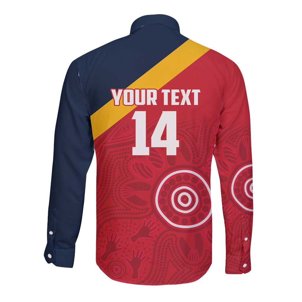 Custom South Australia Cricket Long Sleeve Button Shirt Go Champions - Aboriginal Art