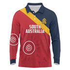 Custom South Australia Cricket Long Sleeve Polo Shirt Go Champions - Aboriginal Art