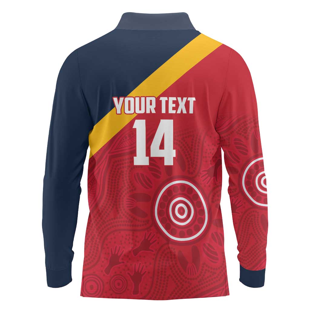 Custom South Australia Cricket Long Sleeve Polo Shirt Go Champions - Aboriginal Art