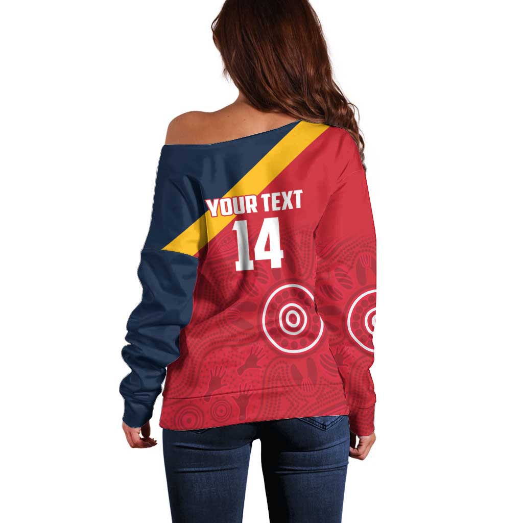 Custom South Australia Cricket Off Shoulder Sweater Go Champions - Aboriginal Art