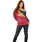 Custom South Australia Cricket Off Shoulder Sweater Go Champions - Aboriginal Art