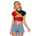 Custom South Australia Cricket Raglan Cropped T Shirt Go Champions - Aboriginal Art