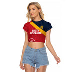 Custom South Australia Cricket Raglan Cropped T Shirt Go Champions - Aboriginal Art