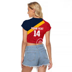Custom South Australia Cricket Raglan Cropped T Shirt Go Champions - Aboriginal Art