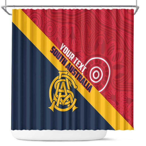 Custom South Australia Cricket Shower Curtain Go Champions - Aboriginal Art
