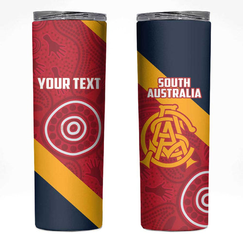 Custom South Australia Cricket Skinny Tumbler Go Champions - Aboriginal Art