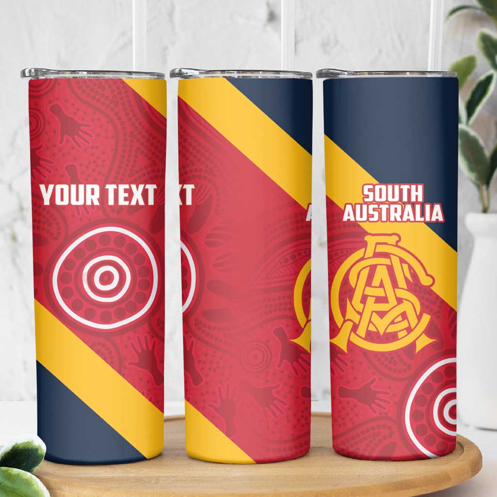 Custom South Australia Cricket Skinny Tumbler Go Champions - Aboriginal Art