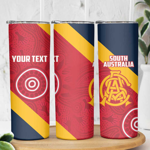 Custom South Australia Cricket Skinny Tumbler Go Champions - Aboriginal Art