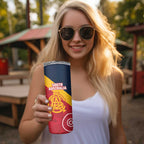 Custom South Australia Cricket Skinny Tumbler Go Champions - Aboriginal Art