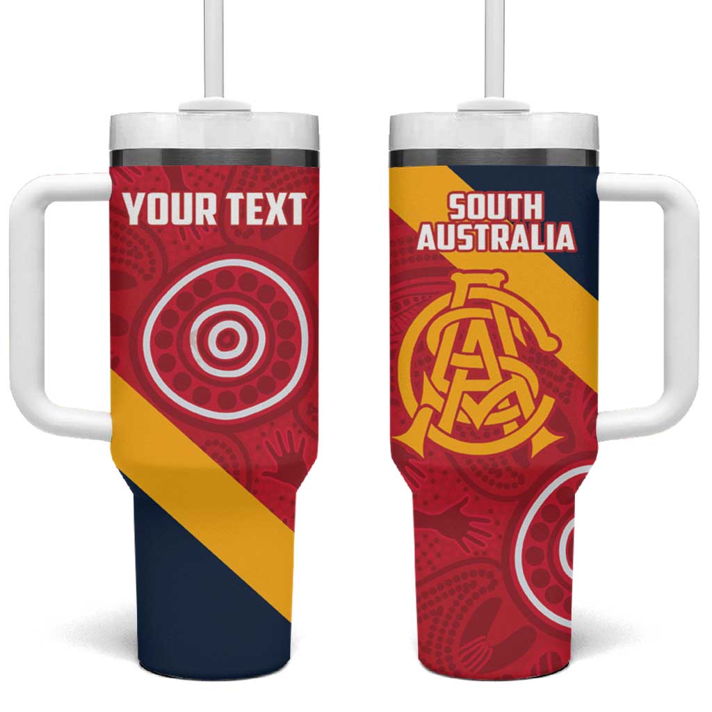 Custom South Australia Cricket Tumbler With Handle Go Champions - Aboriginal Art