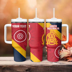 Custom South Australia Cricket Tumbler With Handle Go Champions - Aboriginal Art
