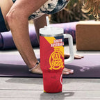 Custom South Australia Cricket Tumbler With Handle Go Champions - Aboriginal Art