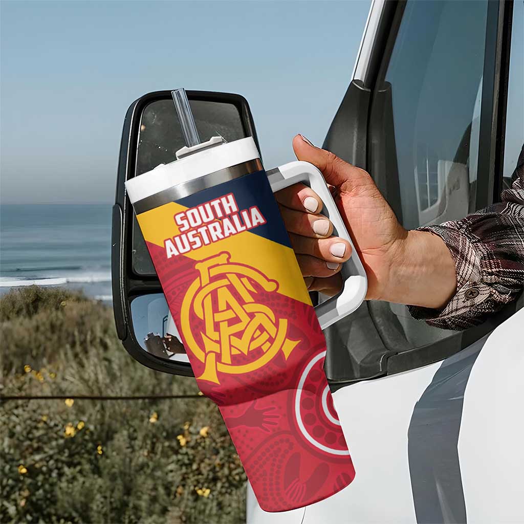 Custom South Australia Cricket Tumbler With Handle Go Champions - Aboriginal Art