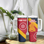 Custom South Australia Cricket Tumbler With Handle Go Champions - Aboriginal Art