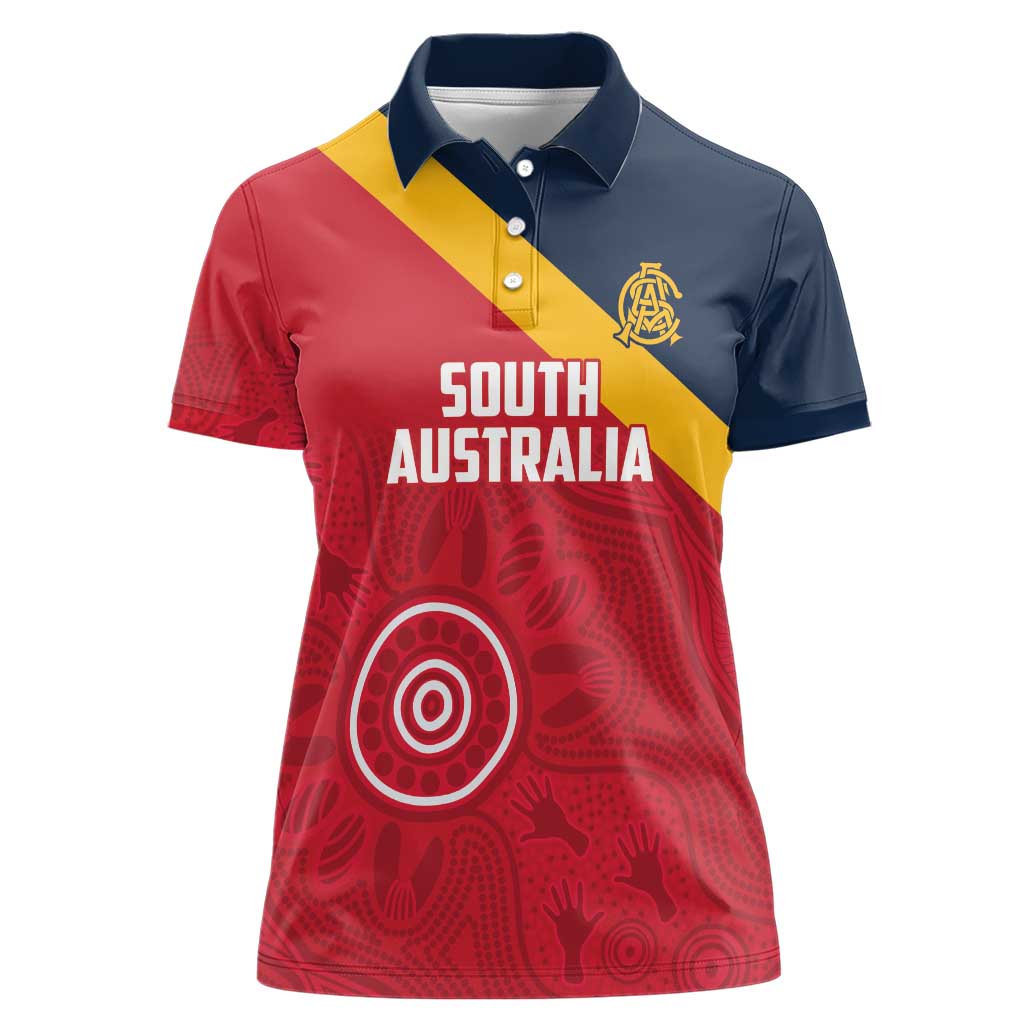 Custom South Australia Cricket Women Polo Shirt Go Champions - Aboriginal Art