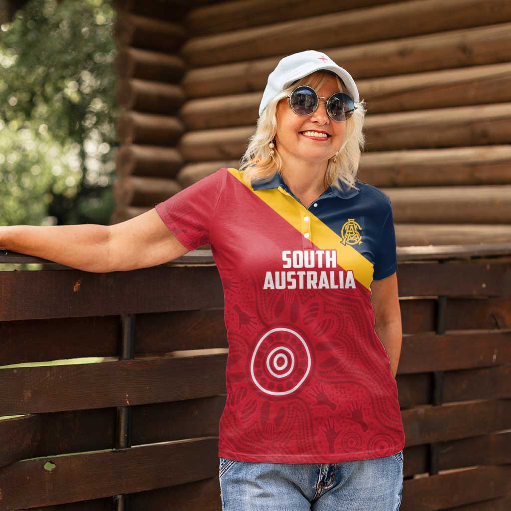 Custom South Australia Cricket Women Polo Shirt Go Champions - Aboriginal Art
