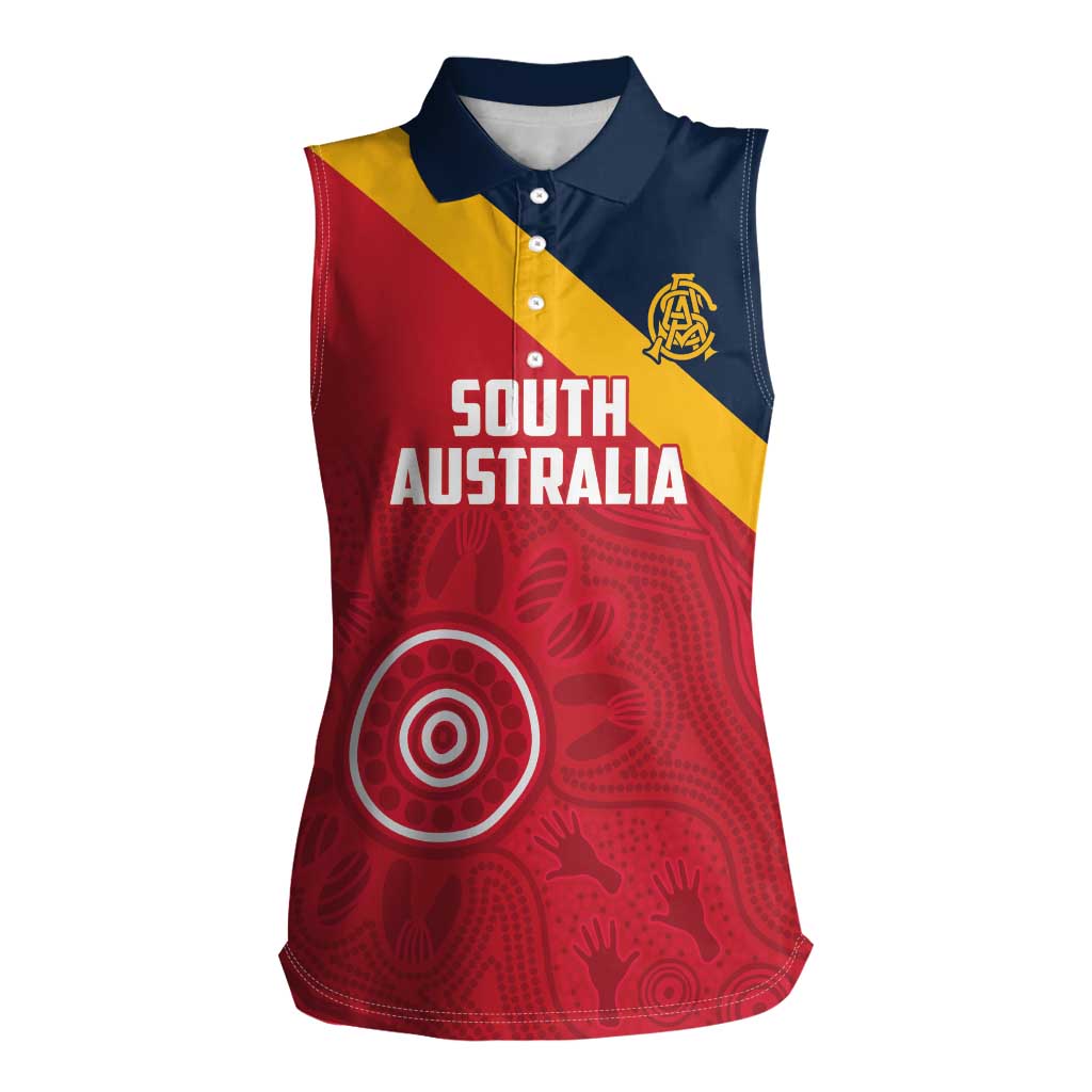 Custom South Australia Cricket Women Sleeveless Polo Shirt Go Champions - Aboriginal Art