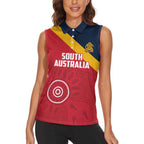 Custom South Australia Cricket Women Sleeveless Polo Shirt Go Champions - Aboriginal Art