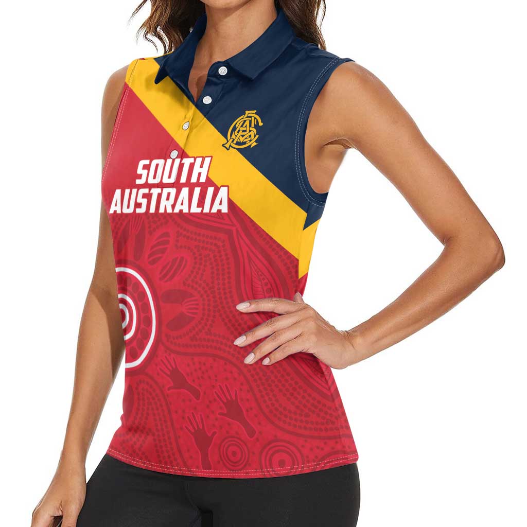 Custom South Australia Cricket Women Sleeveless Polo Shirt Go Champions - Aboriginal Art