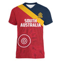 Custom South Australia Cricket Women V-Neck T-Shirt Go Champions - Aboriginal Art