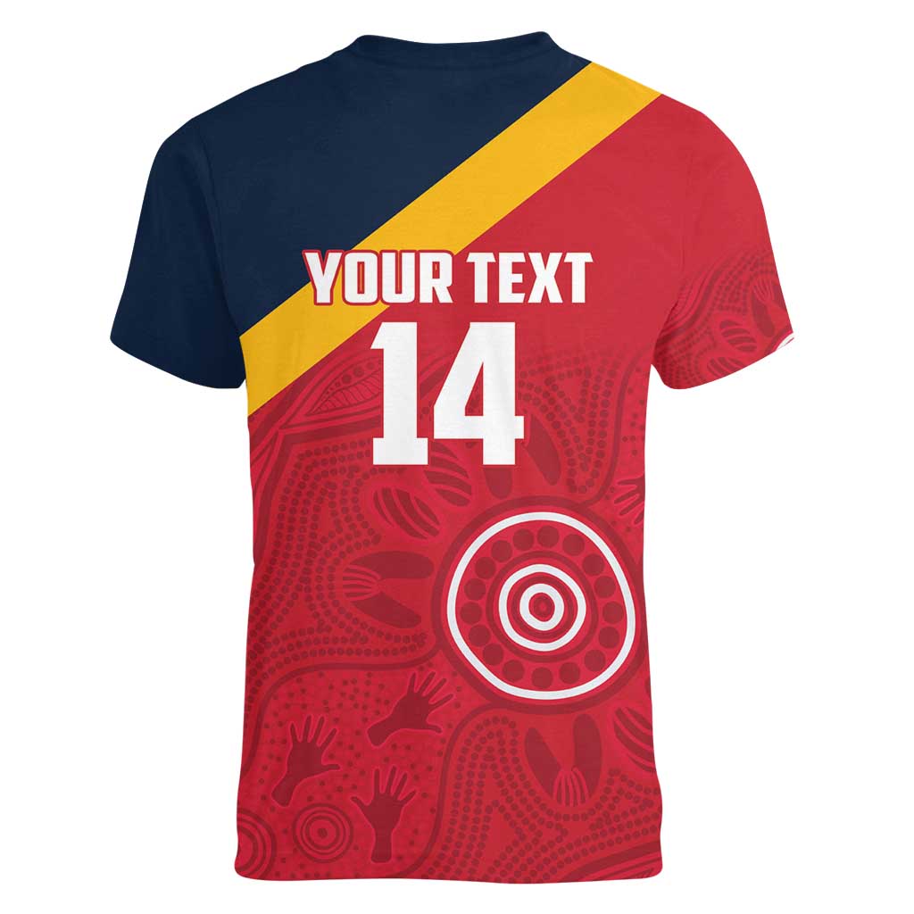 Custom South Australia Cricket Women V-Neck T-Shirt Go Champions - Aboriginal Art