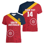 Custom South Australia Cricket Women V-Neck T-Shirt Go Champions - Aboriginal Art
