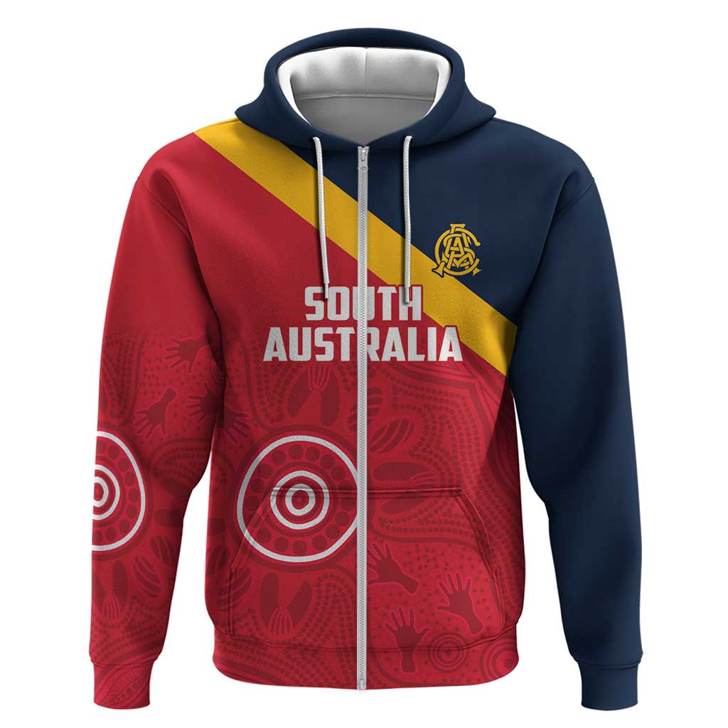 Custom South Australia Cricket Zip Hoodie Go Champions - Aboriginal Art