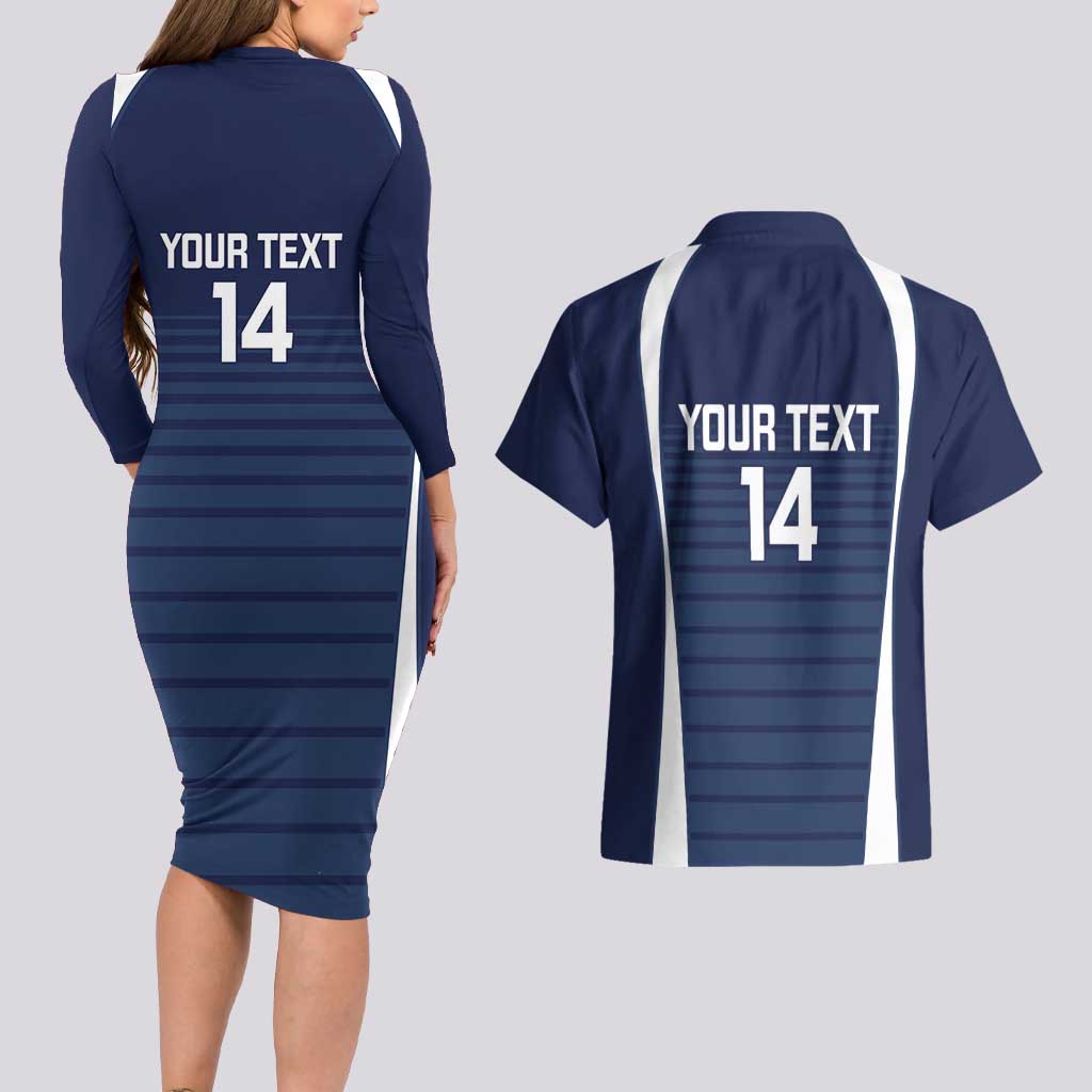 Custom Victoria Cricket Couples Matching Long Sleeve Bodycon Dress and Hawaiian Shirt Go Champions - Sporty Style