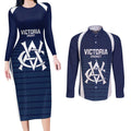 Custom Victoria Cricket Couples Matching Long Sleeve Bodycon Dress and Long Sleeve Button Shirt Go Champions - Sporty Style