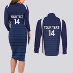 Custom Victoria Cricket Couples Matching Long Sleeve Bodycon Dress and Long Sleeve Button Shirt Go Champions - Sporty Style