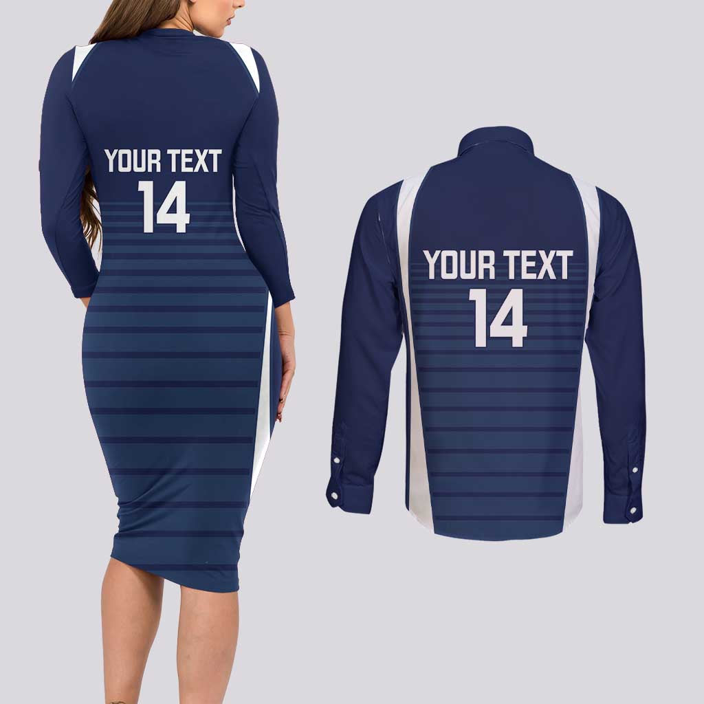 Custom Victoria Cricket Couples Matching Long Sleeve Bodycon Dress and Long Sleeve Button Shirt Go Champions - Sporty Style