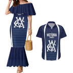 Custom Victoria Cricket Couples Matching Mermaid Dress and Hawaiian Shirt Go Champions - Sporty Style