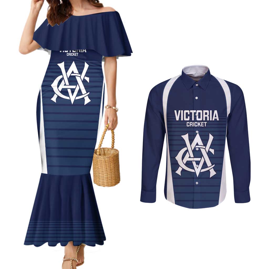 Custom Victoria Cricket Couples Matching Mermaid Dress and Long Sleeve Button Shirt Go Champions - Sporty Style