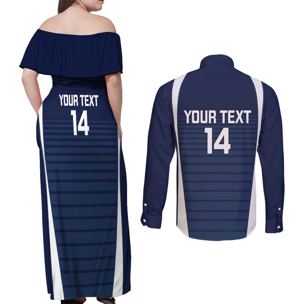 Custom Victoria Cricket Couples Matching Off Shoulder Maxi Dress and Long Sleeve Button Shirt Go Champions - Sporty Style