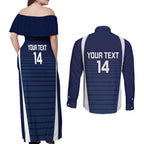 Custom Victoria Cricket Couples Matching Off Shoulder Maxi Dress and Long Sleeve Button Shirt Go Champions - Sporty Style