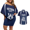 Custom Victoria Cricket Couples Matching Off Shoulder Short Dress and Hawaiian Shirt Go Champions - Sporty Style