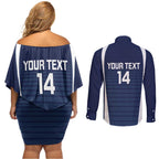 Custom Victoria Cricket Couples Matching Off Shoulder Short Dress and Long Sleeve Button Shirt Go Champions - Sporty Style
