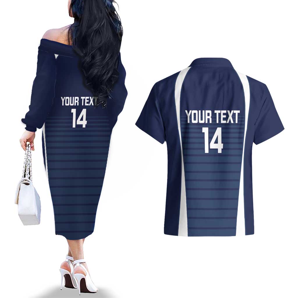 Custom Victoria Cricket Couples Matching Off The Shoulder Long Sleeve Dress and Hawaiian Shirt Go Champions - Sporty Style