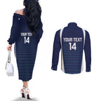 Custom Victoria Cricket Couples Matching Off The Shoulder Long Sleeve Dress and Long Sleeve Button Shirt Go Champions - Sporty Style