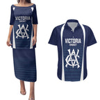 Custom Victoria Cricket Couples Matching Puletasi and Hawaiian Shirt Go Champions - Sporty Style