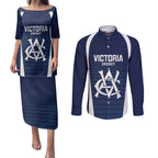 Custom Victoria Cricket Couples Matching Puletasi and Long Sleeve Button Shirt Go Champions - Sporty Style