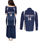 Custom Victoria Cricket Couples Matching Puletasi and Long Sleeve Button Shirt Go Champions - Sporty Style