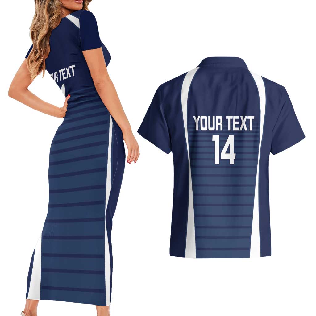 Custom Victoria Cricket Couples Matching Short Sleeve Bodycon Dress and Hawaiian Shirt Go Champions - Sporty Style