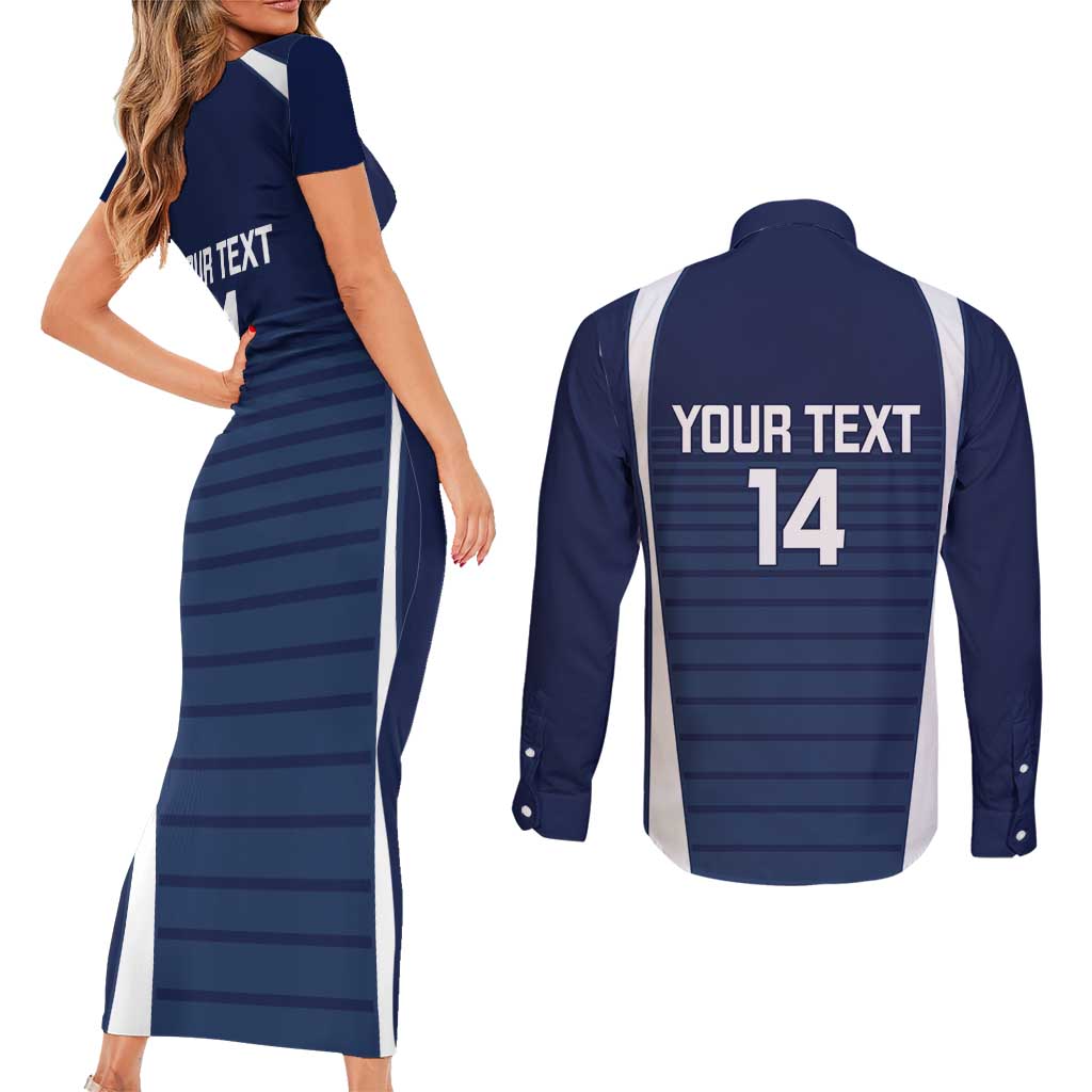 Custom Victoria Cricket Couples Matching Short Sleeve Bodycon Dress and Long Sleeve Button Shirt Go Champions - Sporty Style